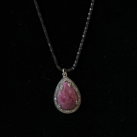 Julie Starr Dresner Jewelry - Julie Starr Dresner Pink Saphire and Black Diamond Pendant